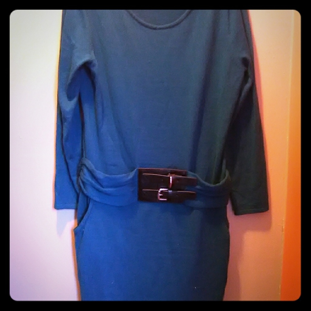 A sweater blue dress